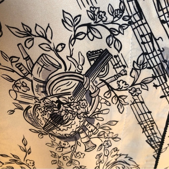 VINTAGE blush black pure silk,cherubs angel musical print long sleeve blouse 12 - Picture 7 of 11